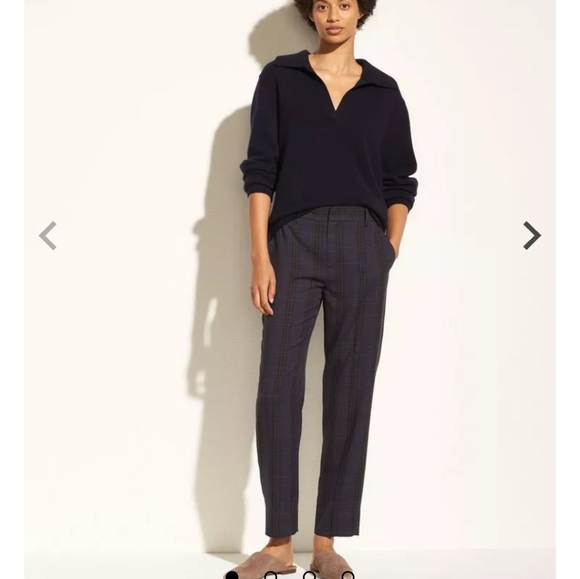 Vince Pants - VINCE Soft Modern Plaid Tapered Trouser Pants Size 6 Navy Blue